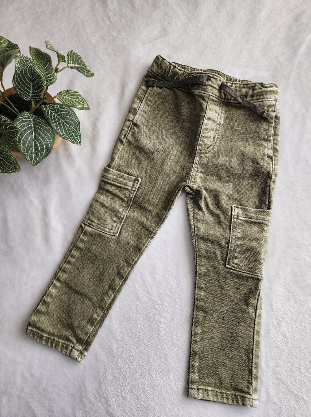 Cat & Jack Olive Cargo Pants with Drawstring Waist